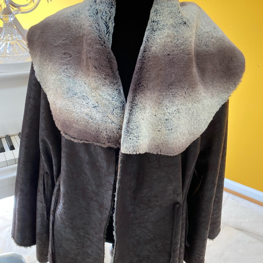 Faux Chinchilla Fur Leather Jacket Reversible - image 8